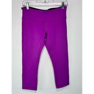 Lululemon Wunder Under High Rise Crop Leggings Size 8 Purple Magenta Yoga Pants